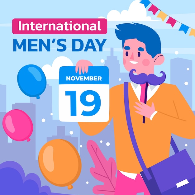 Vettore gratuito illustrazione piatta della giornata internazionale degli uomini