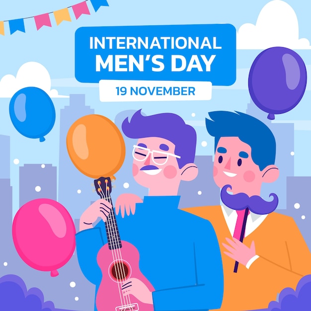 Flat international men's day illustration