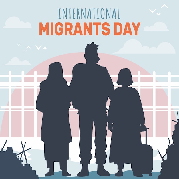 Vettore gratuito illustrazione piana della giornata dei migranti internazionali