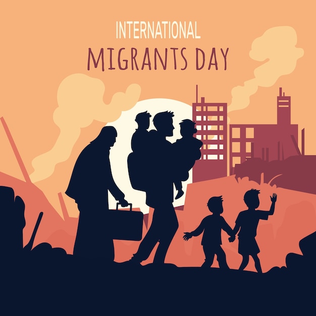 Free vector flat international migrants day illustration