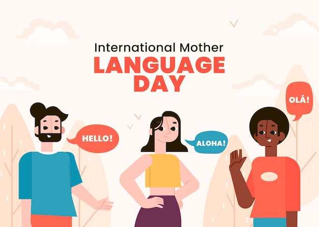 Flat international mother language day background