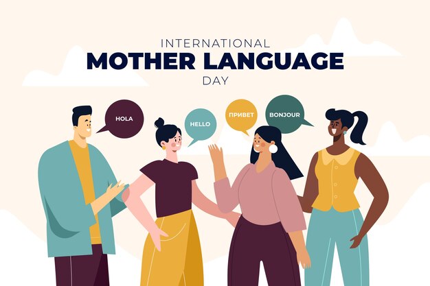 Flat international mother language day background