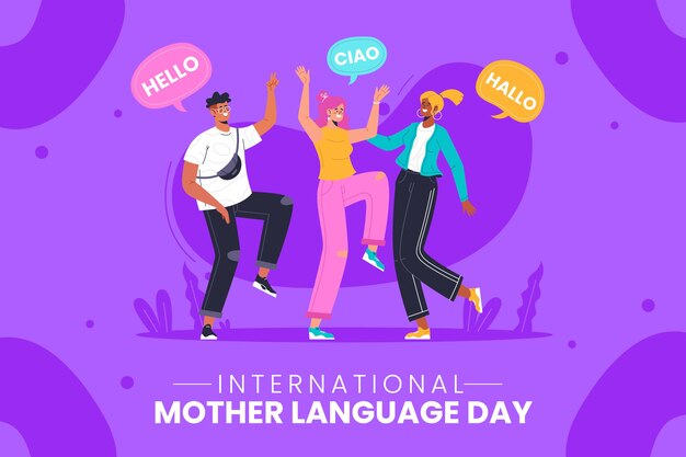 Flat international mother language day background