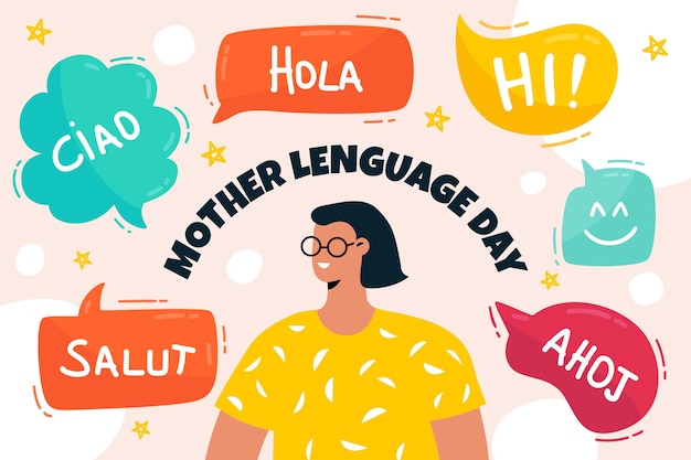 Flat international mother language day background