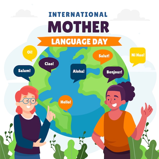 Flat international mother language day background