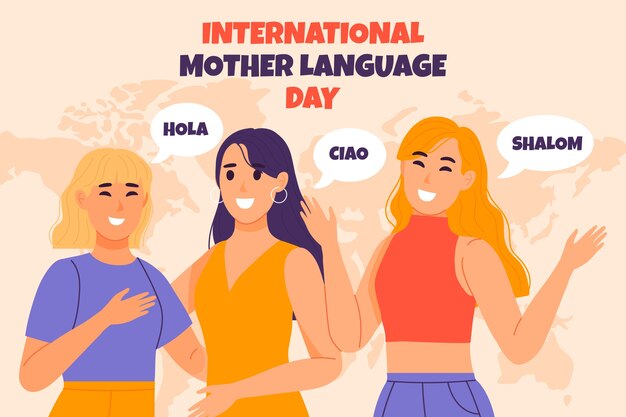 Vettore gratuito fondo piatto della giornata internazionale della lingua madre