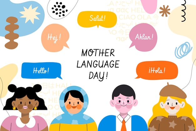 Flat international mother language day background