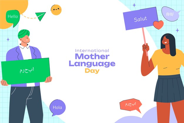 Free vector flat international mother language day background