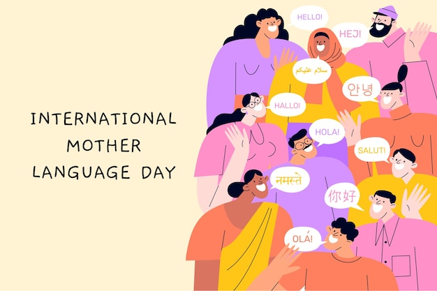 Free vector flat international mother language day background