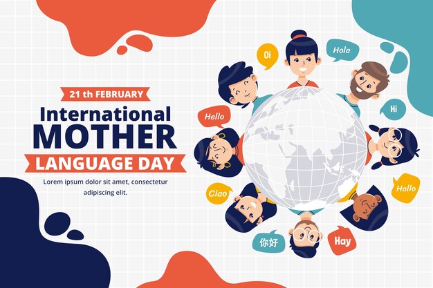 Flat international mother language day background