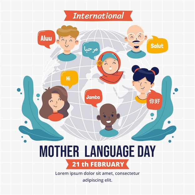 Free vector flat international mother language day illustration