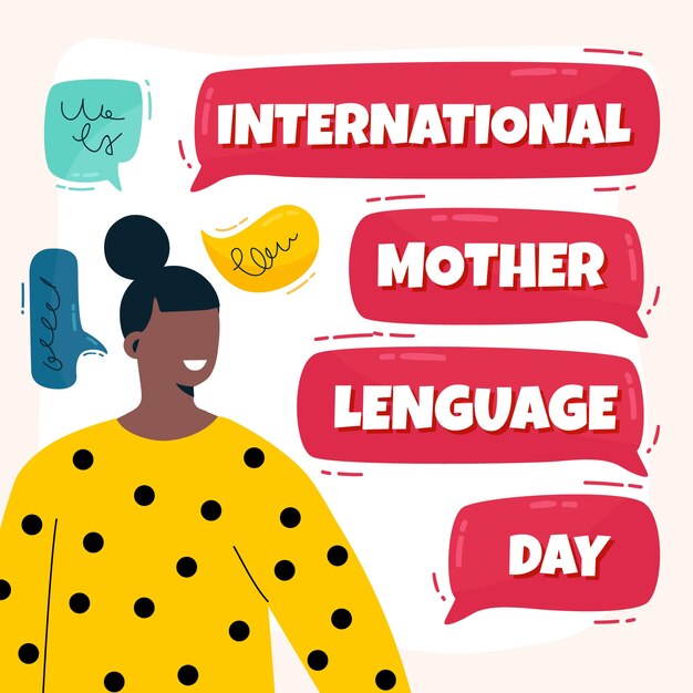 Плоский международный день родного языка иллюстрация