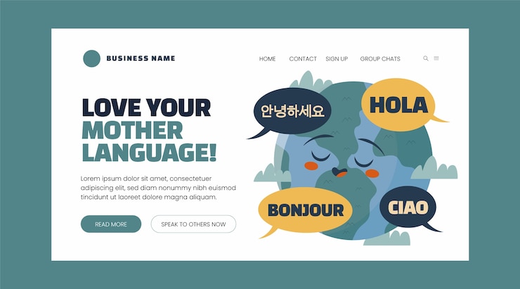 Free Vector flat international mother language day landing page template
