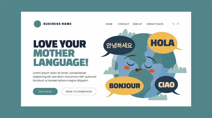 Free Vector flat international mother language day landing page template