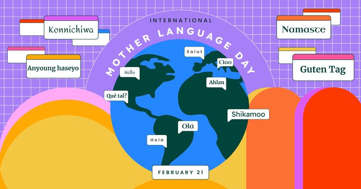 Free Vector flat international mother language day social media post template
