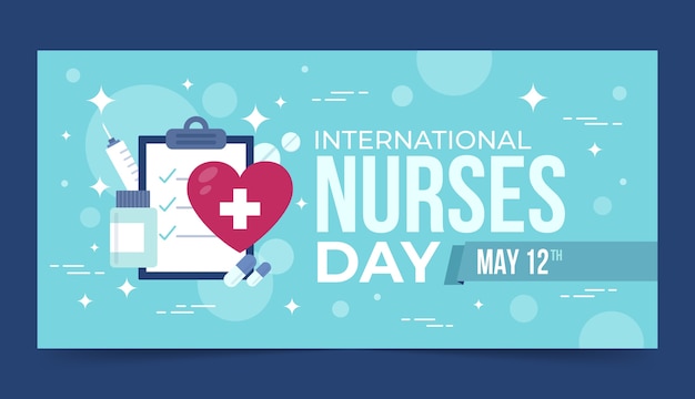 Free vector flat international nurses day horizontal banner template