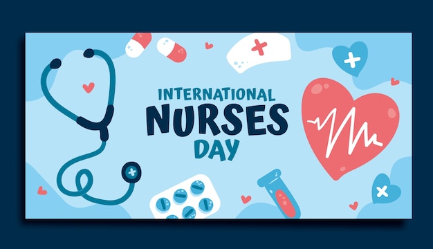 Flat international nurses day horizontal banner template