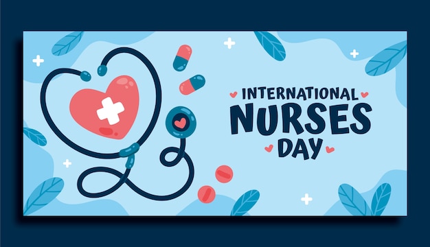 Free vector flat international nurses day horizontal banner template