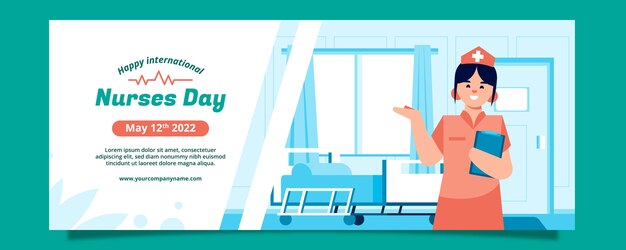 Flat international nurses day horizontal banner template