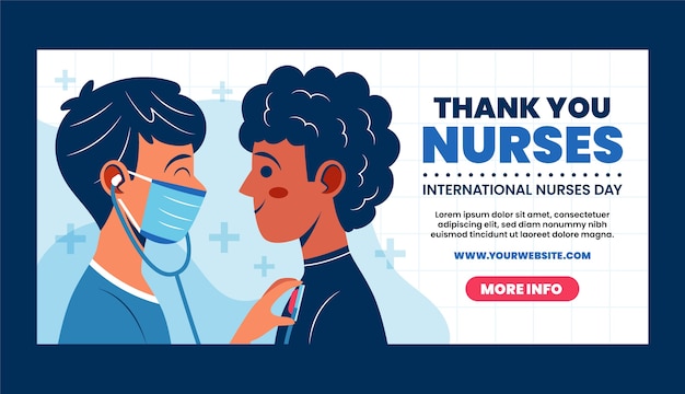 Плоский шаблон горизонтального баннера международного дня медсестер