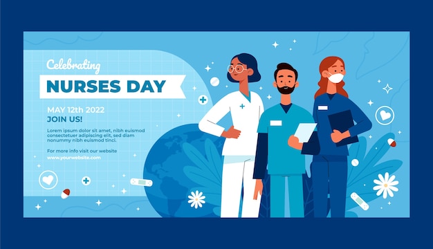 Free vector flat international nurses day horizontal banner template