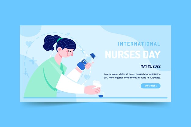 Flat international nurses day horizontal banner template