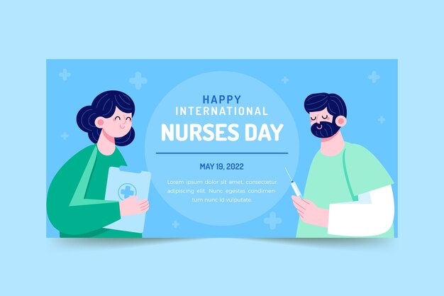 Flat international nurses day horizontal banner template