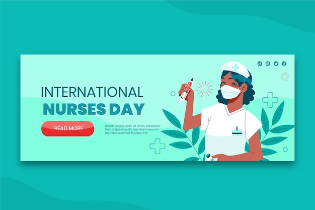 Flat international nurses day horizontal banner template