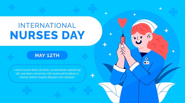 Free vector flat international nurses day horizontal banner template