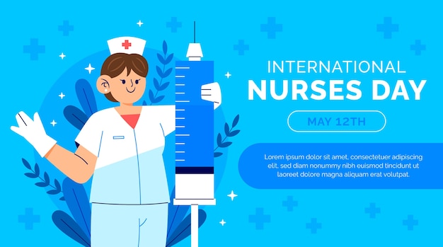 Плоский шаблон горизонтального баннера международного дня медсестер