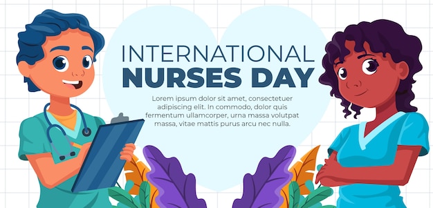 Flat international nurses day horizontal banner template