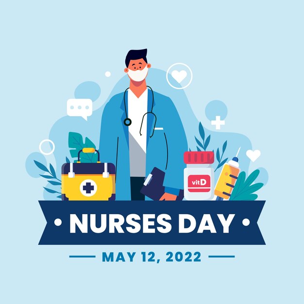 flat international nurses day illustration