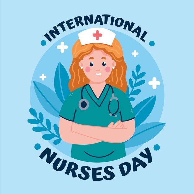 flat international nurses day illustration