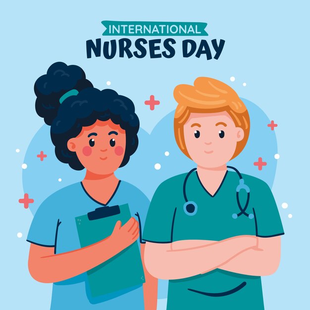 flat international nurses day illustration
