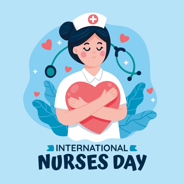 flat international nurses day illustration