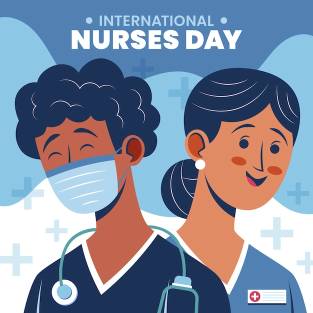フラット国際看護師の日のイラスト