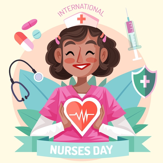 Illustrazione piatta della giornata internazionale degli infermieri