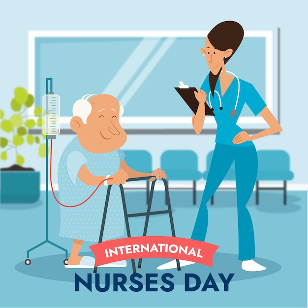 Flat international nurses day illustration