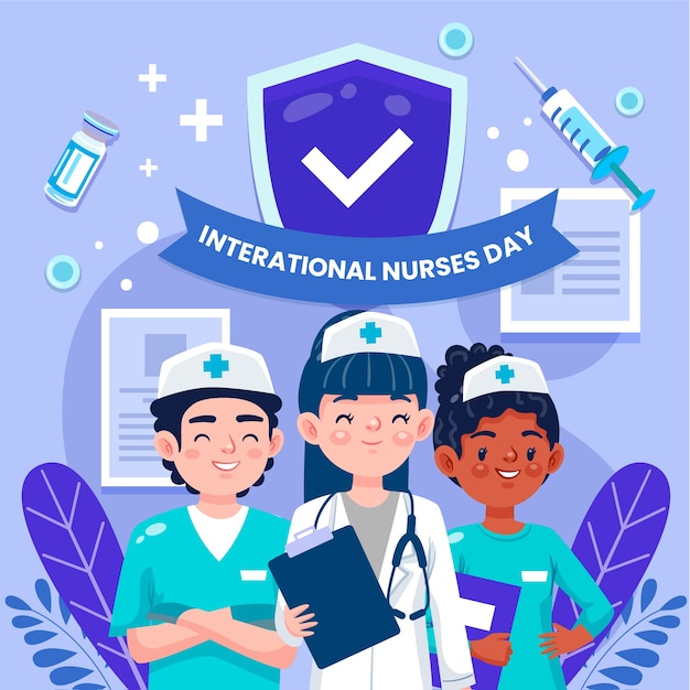 Плоская иллюстрация международного дня медсестер