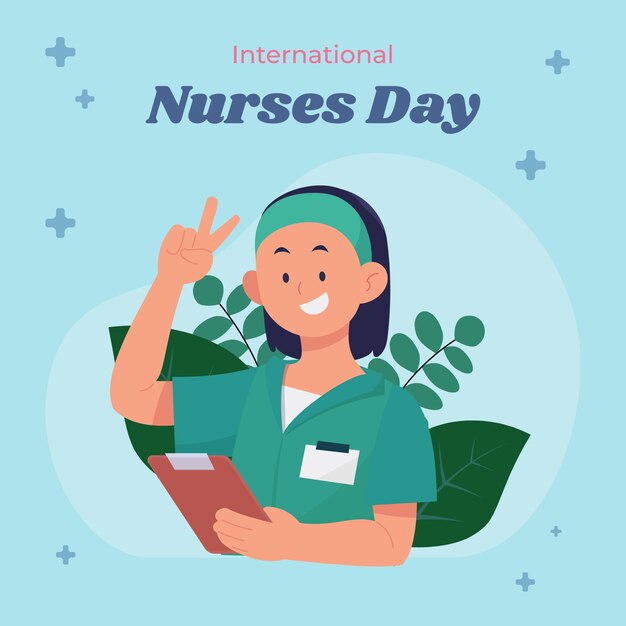 フラット国際看護師の日のイラスト