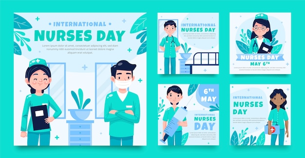 Плоский международный день медсестер коллекция постов в instagram