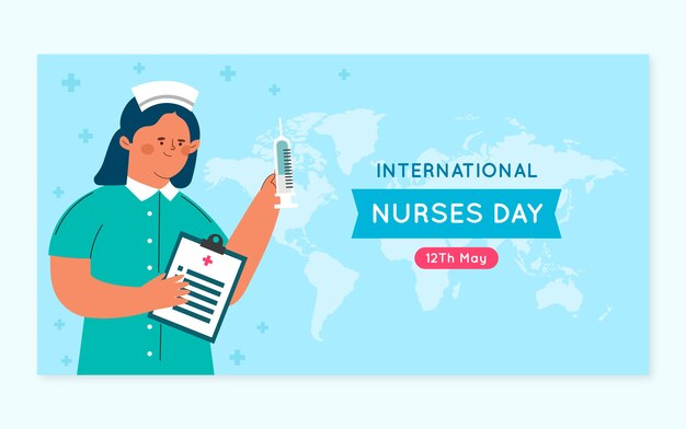 플랫 국제 간호사의 날 소셜 미디어 게시물 템플릿