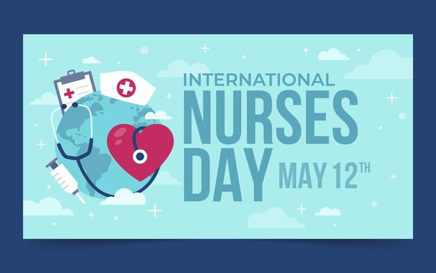 Flat international nurses day social media post template