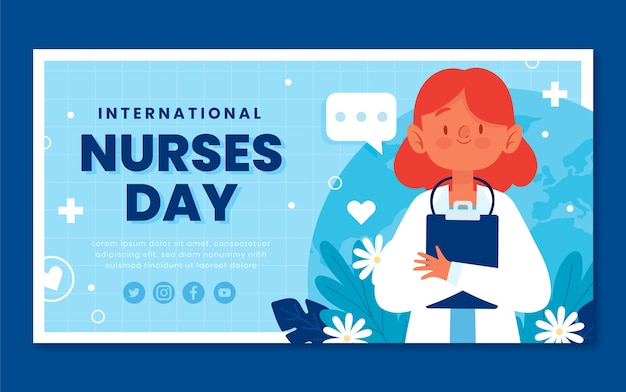 Flat international nurses day social media post template