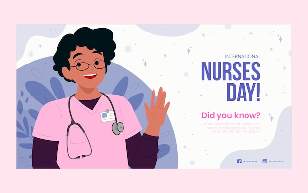 Modello di post sui social media per la giornata internazionale degli infermieri piatto