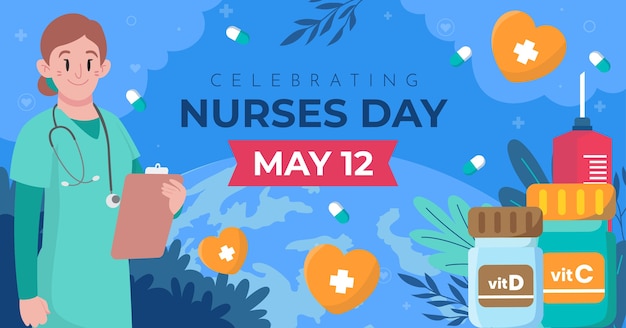 Flat international nurses day social media post template