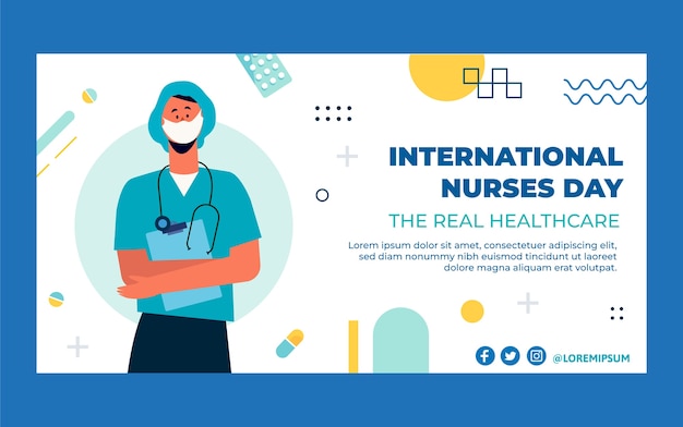 Flat international nurses day social media post template