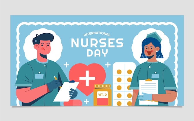 Flat international nurses day social media post template