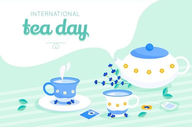 flat international tea day background