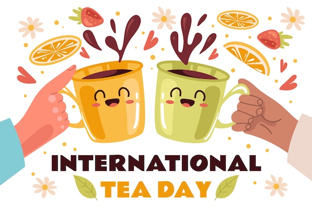 Flat international tea day background